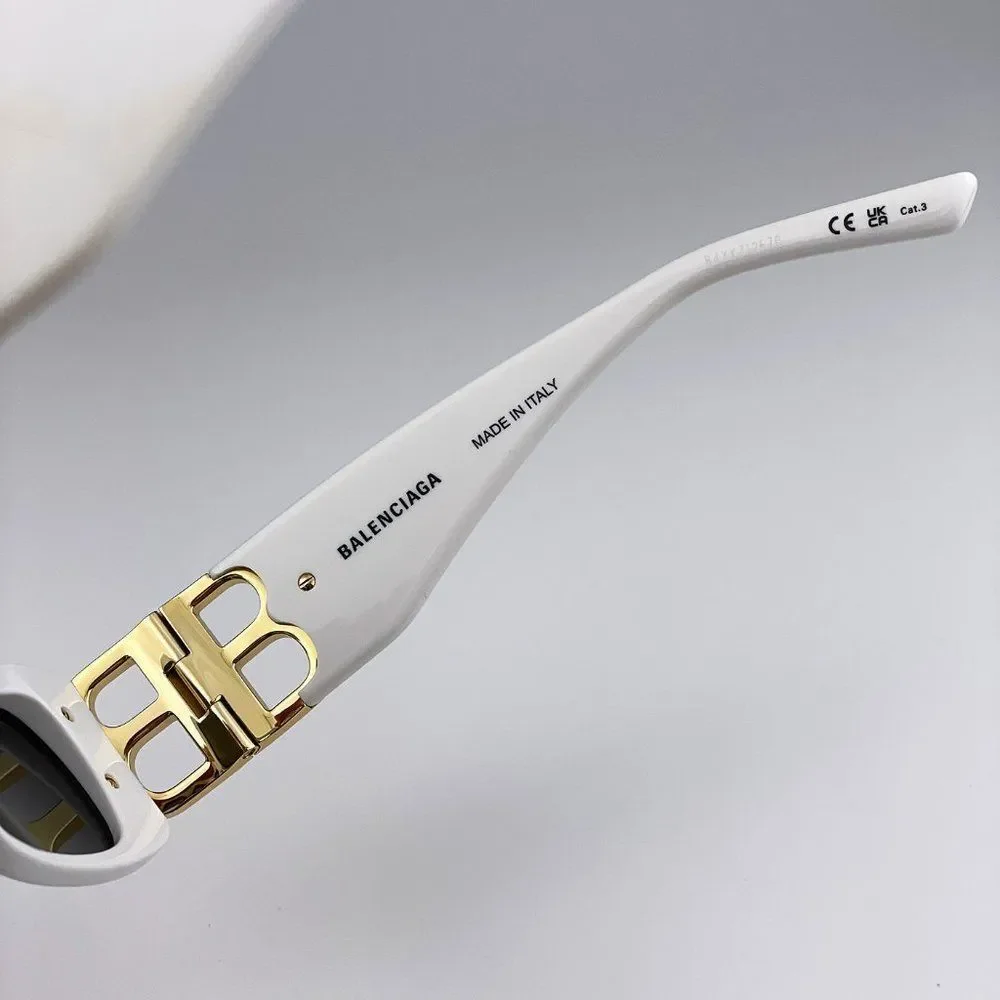 Balenciaga  BB0096S 011 Sunglasses White Gold Logo Grey Square Unisex - Picture 7 of 11